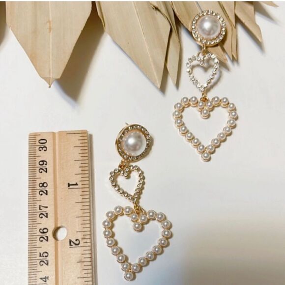 Heart pearl earrings #471 - Picture 6 of 7